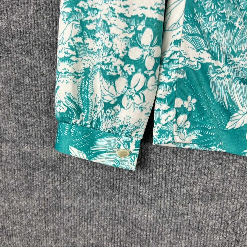 Vintage 70s Graff Californiawear Green Floral Cottagecore Blouse Size M - Picture 6 of 11